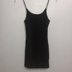 Lighting in a box black mini dress